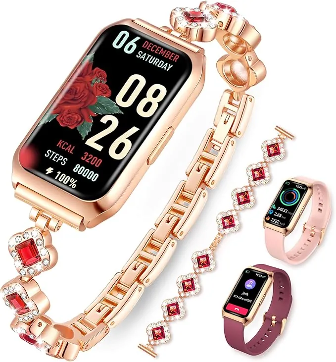 Resoponda Reloj Inteligente Mujer con Whatsapp Notificación, Fitness Tracker Monitor de sueño frecuencia cardíaca SpO2, Smartwatch Mujer con Batería de Larga duración para Android/iOS