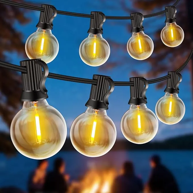 Rintea Guirnalda Luces Exterior, 30M/99FT con 50+3 Bombillas, Luces LED Exterior Enchufables IP44 Impermeable, Luces Jardin Blanco Cálido 2700 K para Jardín, Terraza, Navidad, Fiesta