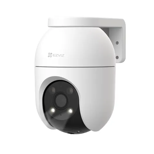 EZVIZ Cámara Vigilancia WiFi Exterior 360°,4K Cámara IP de Seguridad,Visión Nocturna a Color,Detección IA de Persona/Vehículo,Seguimiento Zoom Auto,Audio Bidireccional,Sirena,Alexa/Google,C8c 8MP(6mm)