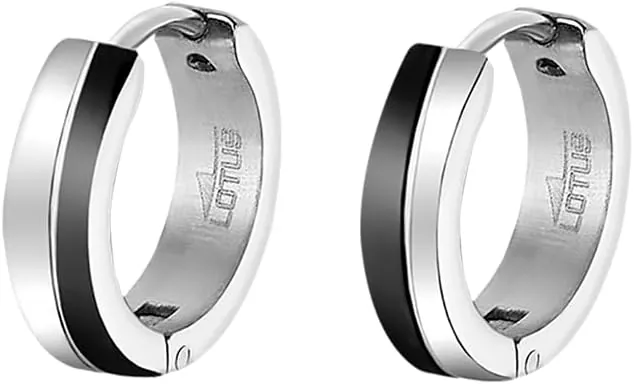 LOTUS STYLE Pendientes Aro Hombre - Aros Acero Inoxidable 316L - Cierre Seguro - Ligeros, Cómodos y Resistentes - Aros Hombre Color Plata 12.20 mm LS2391-4/1