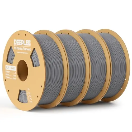 DEEPLEE Filamento PLA Basic 1.75 mm, Pack 4 x 1 kg, Gris
