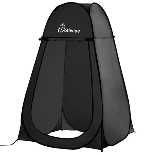 Wolfwise Tienda De Campaña Pop Up, Tiendas Instantáneas Carpas Vestidor Vestuario Espacioso para Camping, Ciclismo, Baño, Ducha, Playa, Ancho 47" (120 cm), Alto 75" (190 cm), Negro
