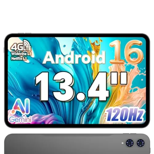 TECLAST T65 Tablet 13.4" Android 16, 120Hz Tablet, 4G LTE,Octa-Core,128GB