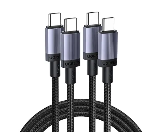 UGREEN 2Pack 2M Cable USB C 240W Carga Rápida PD 3.1, Type C Trenzado Nylon Carcasa de Aluminio, Compatible con MacBook Air, Dell, iPhone 17 Pro Max Air/iPhone 16, Galaxy S26/S25, Pixel 10/9.