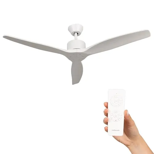 Mellerware - Ventilador de Techo con Mando a Distancia Brizy! | 30 W | 6 Velocidades | Ultra silencioso | Función Verano-Invierno | Temporizador | 3 Aspas | 132 de Diámetro | Motor DC | White