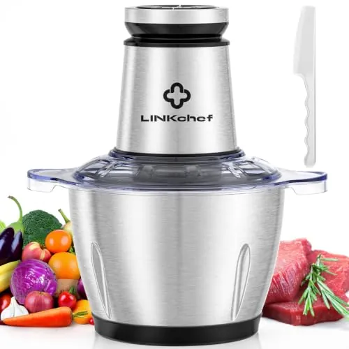 LINKChef Picadora Eléctrica, 2,3 L, 600 W, Recipiente de Acero Inoxidable