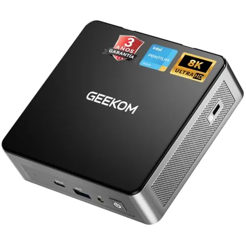 GEEKOM Air12 Mini PC Intel Pentium Gold 7505(Supera al N5095), Agentic PC | 8GB RAM, 256GB SSD, Mini Ordenador con Ranura SD, 2xUSB-C, Gigabit Ethernet, Ordenador Compacto para Negocios y Uso Doméstico
