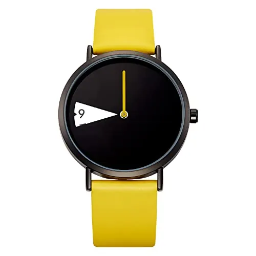 SHENGKE Reloj Minimalista para Mujer con Correa de Cuero Ultrafina, Moda Relojes de Cuarzo a Prueba de Agua, Yellow