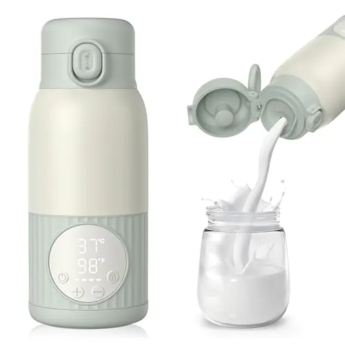 UKEXE Calentador Portátil de Biberones para Leche Materna o Fórmula - 380ml, 100W, Calentamiento Rápido, Control de Temperatura Preciso - Ideal para Viajes (Gris)