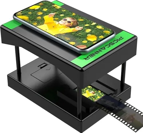 Mobile Film Scanner 35 mm, escáner de Diapositivas positivas y negativas, digitalizar Diapositivas y Negativos en casa con su Propio Smartphone, digitalizar Diapositivas