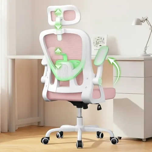 rattantree Silla Escritorio Ergonómica con Ajustable Respaldo| Rosa|