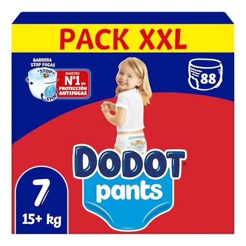 Dodot Bebé Pants Pañales, Talla 7,+15 kg, 88 Pañales, Pañal-Braguita con Ajuste 360° Anti-Fugas