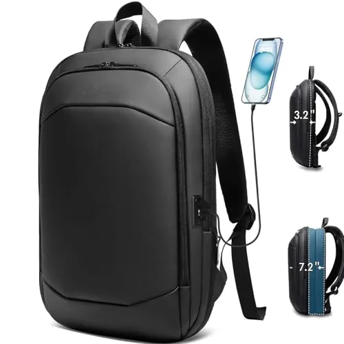 HEROIC KNIGHT Mochila Ordenador Portatil 17 Pulgadas Expandible Impermeable Casual Compacta Ligera Delgada Elegante para Trabajo Universidad Casual Cremalleras YKK (27L Negro)