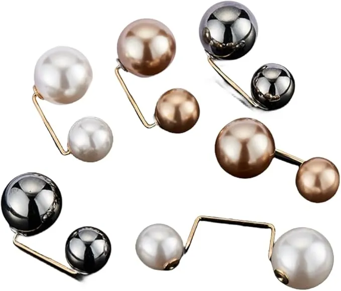 Broche de Perlas de imitación Dobles para Mujer, 12 Piezas, Cuello cárdigan, Bufanda, Clip, Pinzas para la Ropa, Accesorios de Ropa, Joyas para Regalos Mujeres niñas, Metal