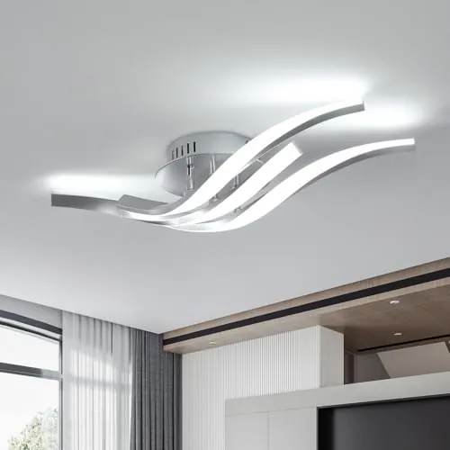 Toolight Lámpara Techo Curva 24W 6500K Plata 52CM Cocina Pasillo