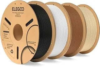 ELEGOO Filamento PLA 1.75 4KG Negro, Blanco, Marrón, Beige | Precisión Dimensional +/- 0.02mm, Carrete de Filamento 3D, para Mayoría Impresoras 3D