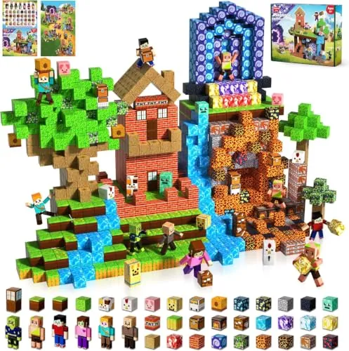Magneverse Bloques Magneticos Construccion Niños 210 Piezas + 6 Figuras - Aventura en el Bosque Misterioso, Regalos de Juguetes de Construcción Educativos Adecuados para Niños de 6 a 12 años