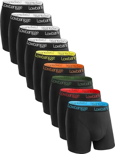 Lowbangge Calzoncillos Hombre Boxer Algodón Pack 9, Cómodos y Transpirables