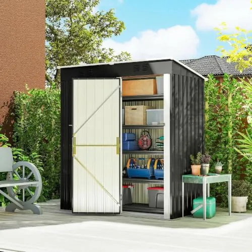 Outsunny Caseta de Jardín Exterior 1,37 m² 163x90x179 cm Gris Oscuro