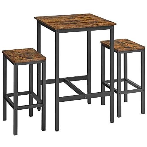 VASAGLE Mesa de Bar con Taburetes, Mesa Comedor con 2 Sillas