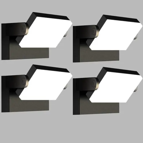Kingwen 4 Piezas Apliques Pared Exterior LED 40W,6000K,IP65,360°,Negro