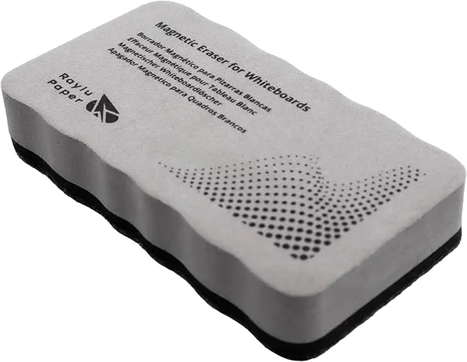 RAYLU PAPER - Borrador Magnético para Pizarras Blancas, Limpiador de Rotuladores de Borrado en Seco, Lavable y Ligero, Agarre Ergonómico, Accesorio Esencial para Oficinas y Escuelas