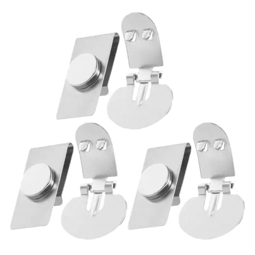 BESTonZON Sujetador Magnético Invisible para Corbata de Hombre | Clip de Acero Inoxidable Antiencrespamiento | Pack de 3 Pares Plateados para Oficina y Eventos Formales