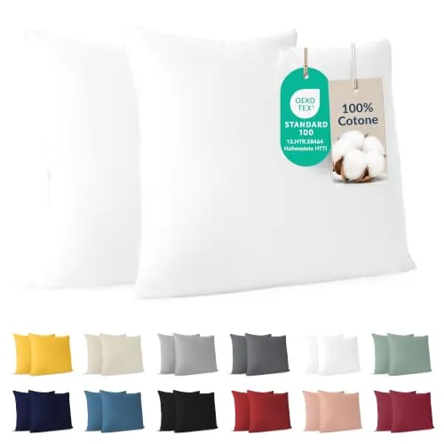 Dreamzie - Funda Almohada 50x50 cm - Juego de 2-100% Algodón - Blanco