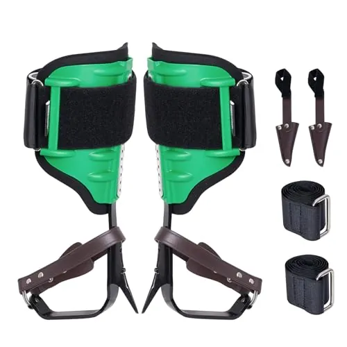 VEVOR 1 Par de Espuelas de Acero de Aleación de Carga de 158,76 kg, Picos para Trepar Árboles con Correas y Protectores de Picos Equipo de Arboricultura para Escaladores, Caza, Recolección, Verde