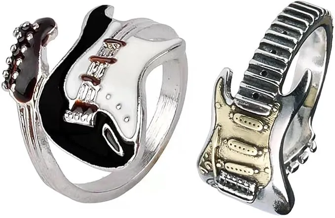 Anillo De Guitarra 2 Piezas, Estilo Rock, Punk y Personalidad De Moda