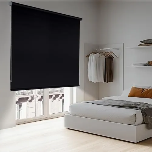 Estores enrollables Opacos con Tejido de Calidad. Estor Opaco Blackout Persiana Opaca Que aporta Oscuridad. Cortinas Dormitorio Opacas Novedad STORESDECO | Negro 200 x 250 cm