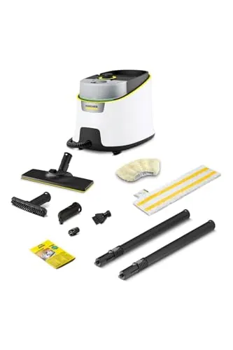 Kärcher Limpiadora de vapor SC 4 Deluxe, presión de vapor: 4 bar, calentamiento: 3min., superficie: 130m², depósitos: 0,5l + 1,3l, kit suelos EasyFix, boquillas, cobertura microfibra y cepillo