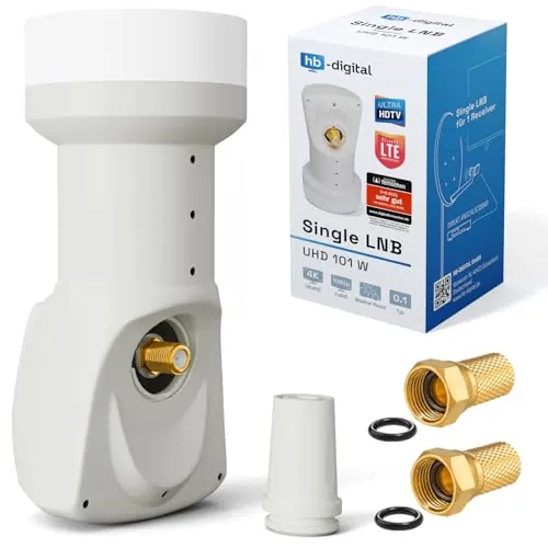 HB-Digital LNB LNC - Conector con contactos chapados en oro para cable de televisión de alta definición, para FULL HD TV 3D, extensible, incluye enchufe