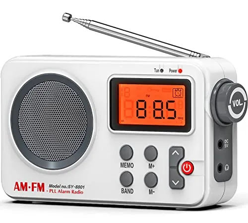 Tendak Radio Portatil Pequeña, Transistores Radio FM Am Sonido, con Pantalla Grande, Despertador, Temporizador y Almacenamiento de Estaciones manuales, Radio Pilas Pequeña Funciona