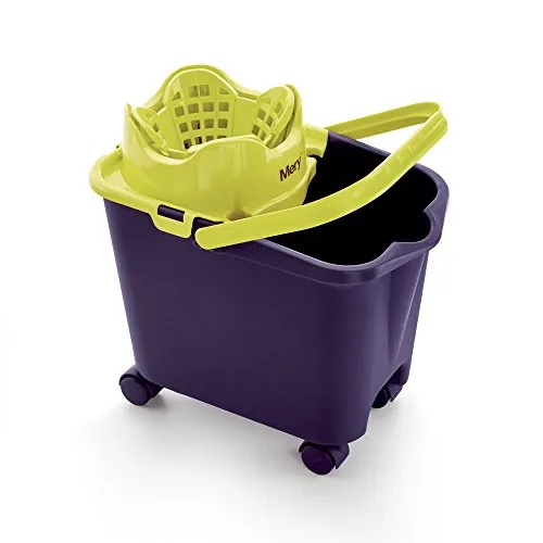 Mery | Cubo Fregona con Ruedas, Escurridor Automático, 14L, Morado