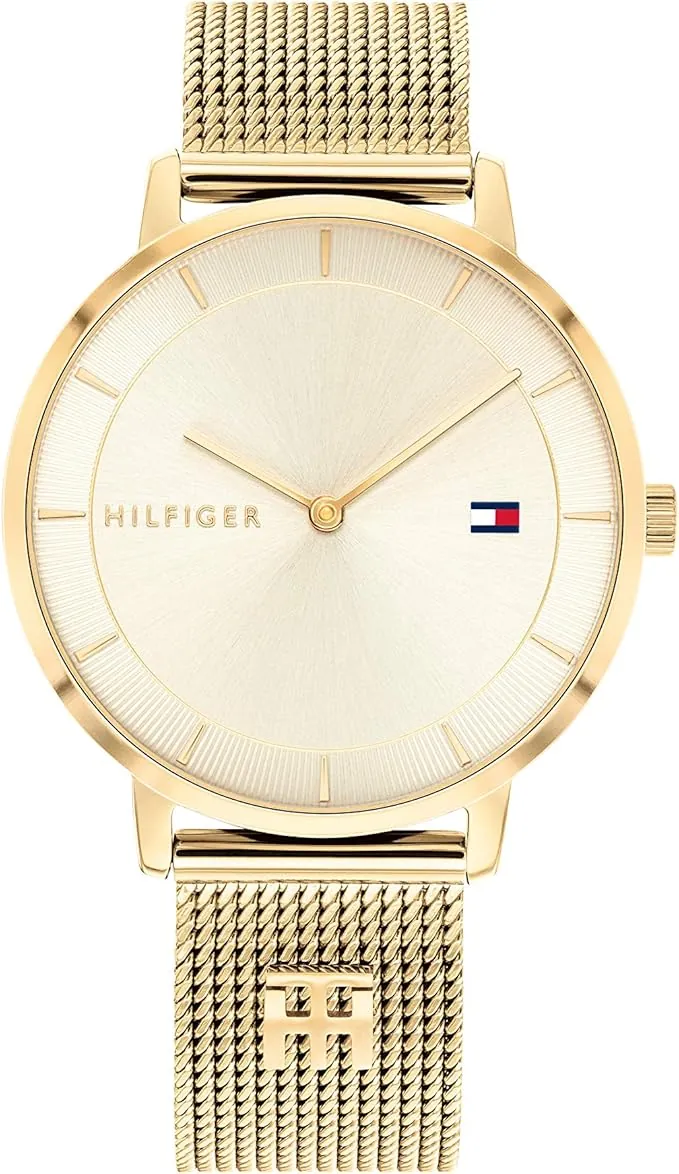 Tommy Hilfiger Reloj Analógico de Cuarzo para Mujer con Correa de Malla de Acero Inoxidable - Disponible en Plata, Oro, Oro Rosa o Azul Marino