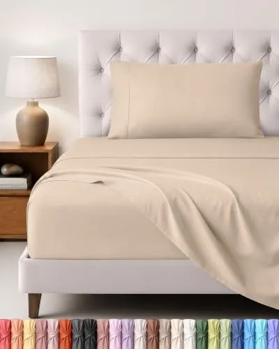 Utopia Bedding Juego de Sabanas 3 Piezas, 90x190cm, Beige