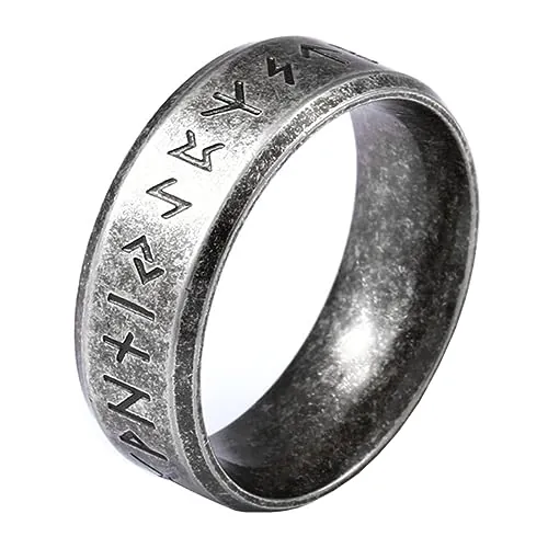 VELESAY Acero Inoxidable Hombre Anillo Runas Vikingos Anillo Nórdico Runas Anillo Vintage Gotico Retro Anillo Punk Biker Vikingo Anillos Joyería Religiosa Vikinga Anillos