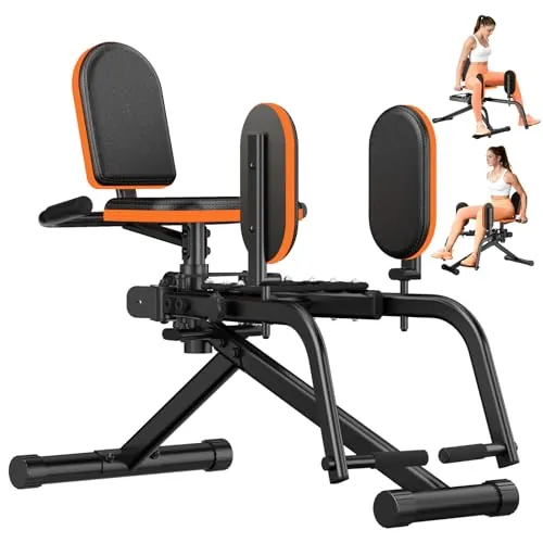 HXD-ERGO Máquina de Abductores y Muslos, Kegel Trainer para Hombres y Mujeres, Resistencia Ajustable, Fortalecedor de Glúteos, Caderas y Piernas, Compacto para Casa (Negro y Naranja (Doble función))
