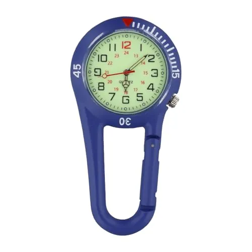 Ziyonix Reloj Digital de Deporte con Clip, Llavero de Bolsillo Clip En Mosquetón Bisel Giratorio Esfera Luminosa Reloj Fob para Médicos Enfermeras Paramédicos Escalada Montañismo (Azul)