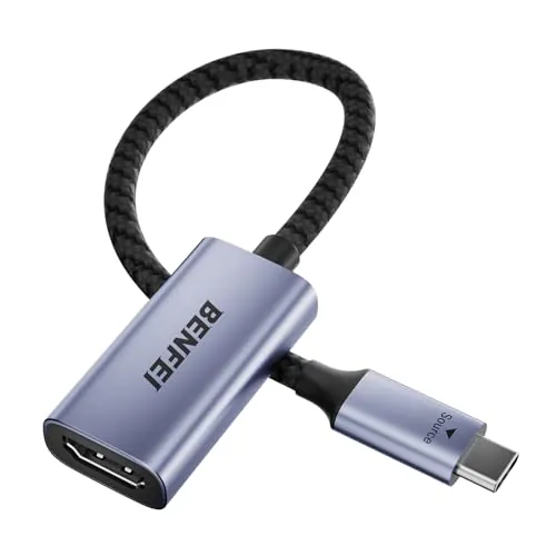 BENFEI Adaptador USB C a HDMI 4K, Thunderbolt 3 a HDMI Compatible con MacBook Pro 2022/2021/2020, Samsung Galaxy S20 / 10 y más [Carcasa de Aluminio y Cable de Nailon]
