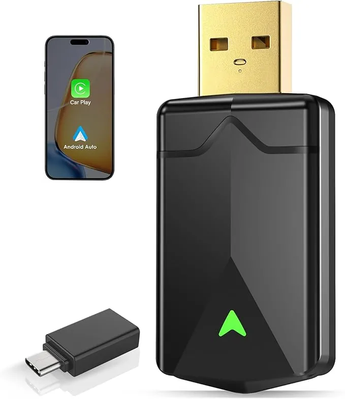 Adaptador CarPlay Inalámbrico – Adaptador Android Auto Inalámbrico, Wi-Fi 5,8GHz Plug & Play, Mini y Estable, iOS 10+/Android 10+, Conexión Automática Rápida para Coches a Partir de 2016.(1 Piezas)