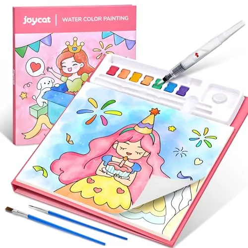 JoyCat Libro para colorear con acuarelas para niños pequeños a partir de 3-8 años, juego de acuarela para arte y manualidades, juguete educativo como regalo de cumpleaños para niños y niñas