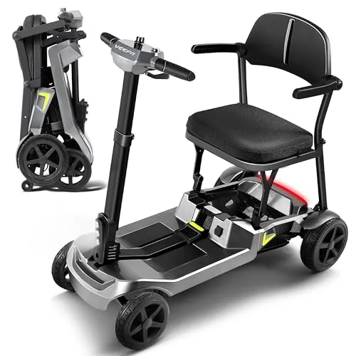VEEFA Scooter Eléctrico 4 Ruedas, Construcción Ligera 17kg, Batería Doble