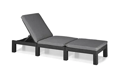 Keter Daytona Deluxe-Tumbona de Jardín, para Exterior terrazas, Patios, Jardines, con Respaldo reclinable en 4 Posiciones, Estructura Reforzada con cojín Incluido, Color Gris