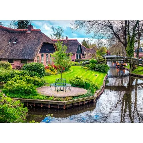 Puzzle de 1000 Piezas, Rompecabezas para Adultos, un Juego desafiante, Juegos de Rompecabezas para Toda la Familia, Regalos para Mujeres, Regalos para Hombres, Tema: Giethoorn Países Bajos