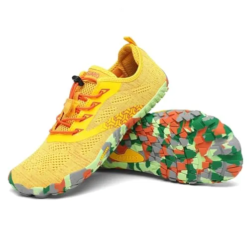 SAGUARO Barefoot Zapatillas de Trail Hombre Mujer Zapatos de Deporte Transpirable Antideslizante Calzado Minimalistas Amarillo 37 EU
