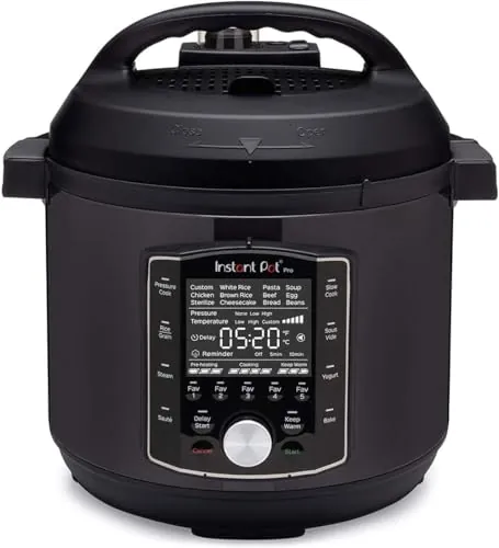 Instant Pot Pro Multicocina Eléctrica 10 en 1, 1200 W, 5,7 L – Olla a Presión, Cocción Lenta, Arrocera, Vaporera, Salteado, Esterilizador, Yogurtera, Sous Vide – Acero Inoxidable Negro