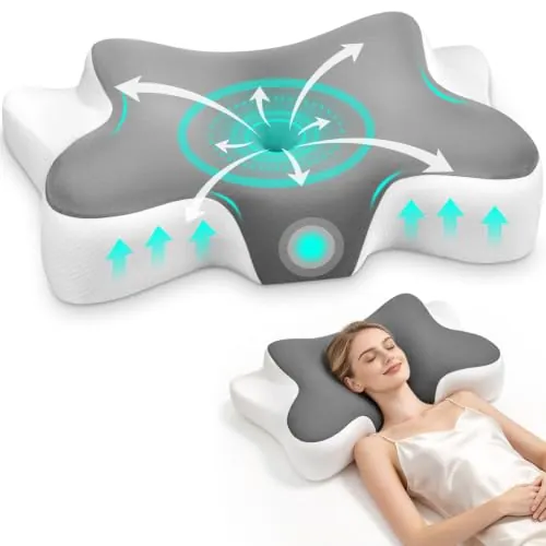 Somirra Almohada Cervical en 2 Alturas, Almohada Viscoelastica, Gris Oscuro | Almohada Cervicales y Cuello con Funda de Almohada Extraíble para Dormir de Lado, Boca Arriba y Boca Abajo, 66x37x9/12cm