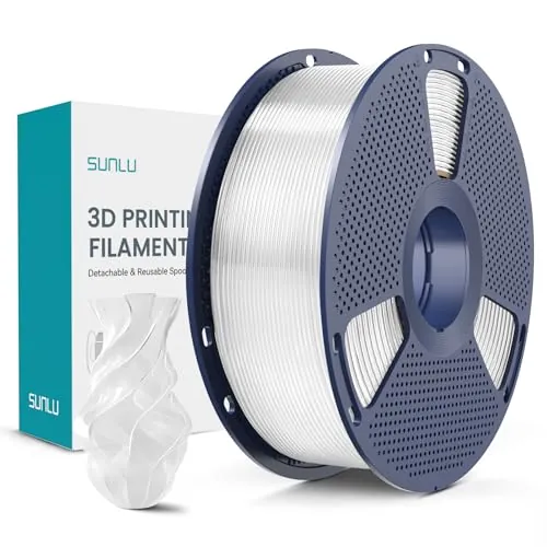 SUNLU PLA+ Filament 1.75mm, Filamento PLA Plus, 1KG Blanco Transparente | Mayor Durabilidad, Alta Resistencia, Envase al vacío